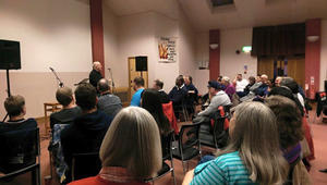 Roy Crowne speaking to Coventry Jesus Centre volunteers